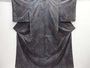 未使用品　美術大島　花更紗模様織り出し着物(9マルキ)
